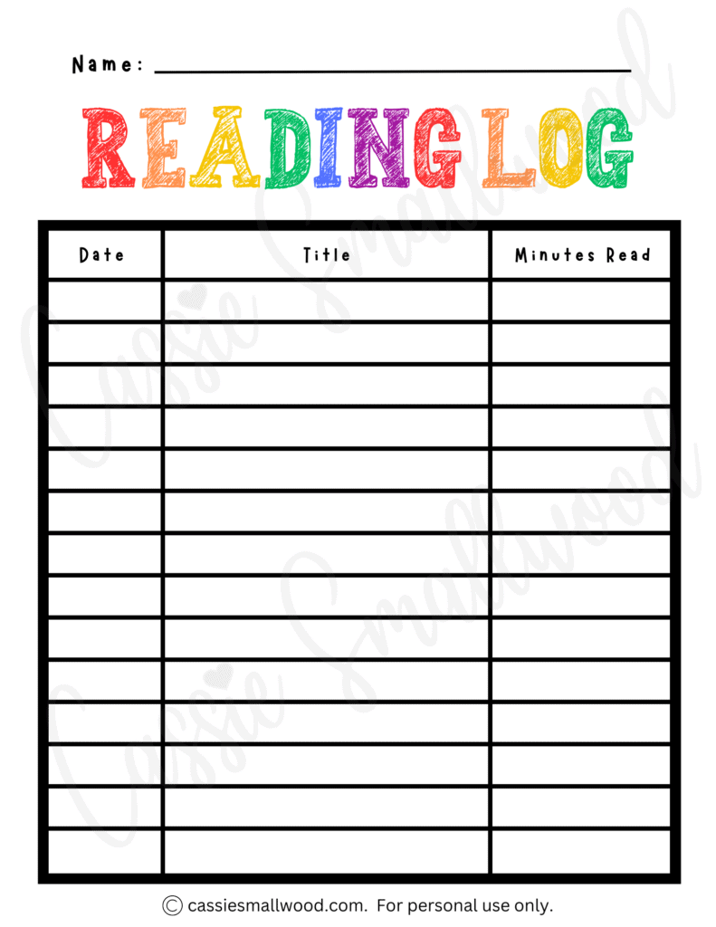17 cute reading logs {free printable} - cassie smallwood